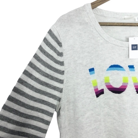 𝅺Gap Rainbow Love Wool Blend Sweater Gray NWT - Picture 5 of 9